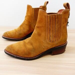 Coach Chelsea Boots Womens 5 B Tan Suede Rexy Charm Western Bowery Booties FLAW